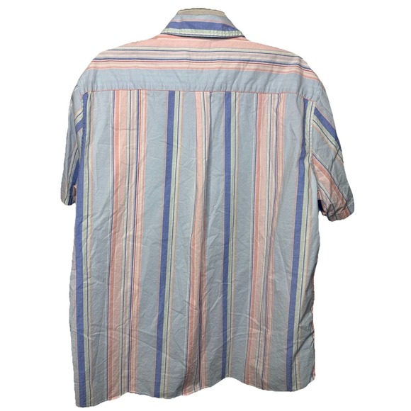 Vineyard Vines Shirt Men's Large Short Sleeve Striped Button Down Whale Logo - Picture 5 of 7